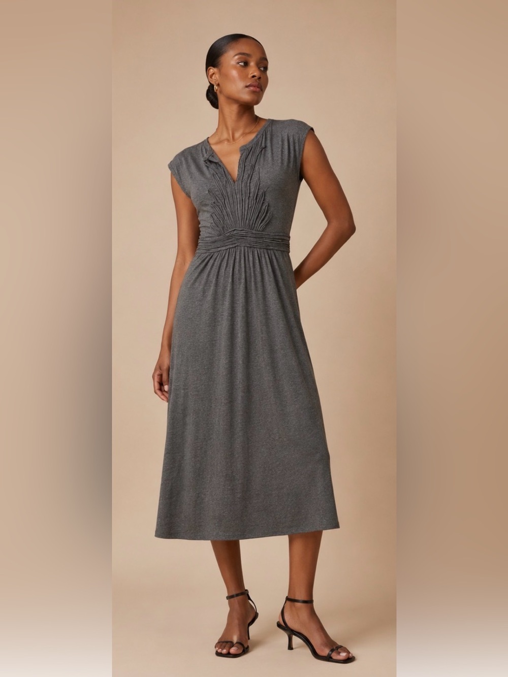 Max Studio Gray Handkerchief Hem Boho Dress Small